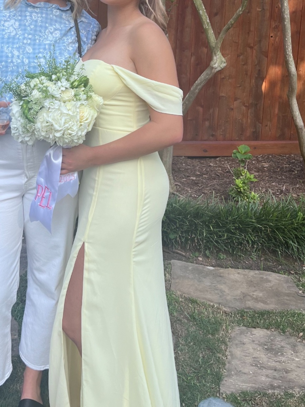 Pastel yellow prom dress